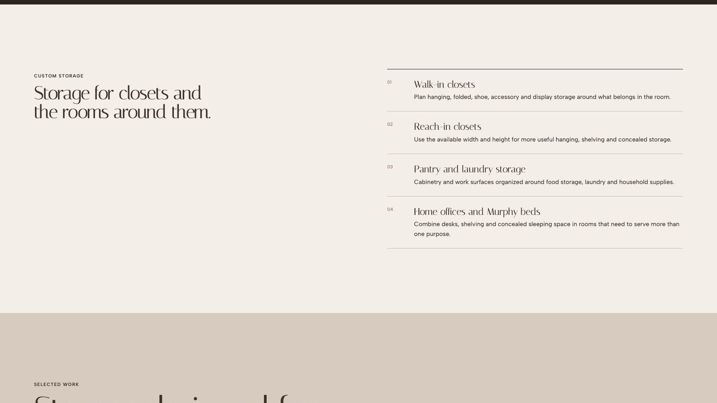 The service section of the new homepage