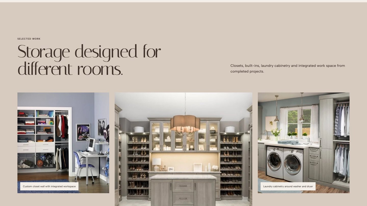 The project section of the new homepage